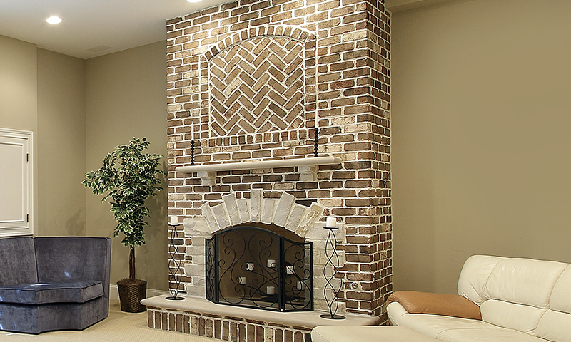 Interior Limestone Fireplace Accent Pieces With Brick 