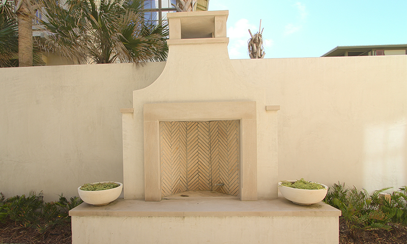 Outdoor Indiana Limestone Fireplace and Cap