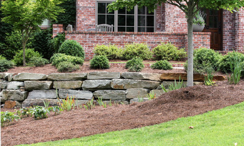 Blue Grey Sandstone Boulder Retaining Wall