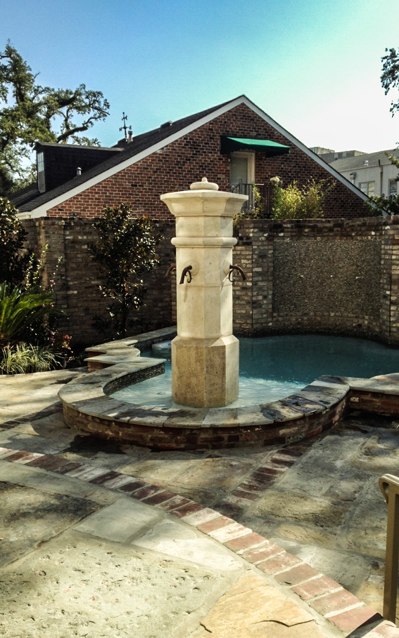 Sandblasted Beignet Limestone Fountain