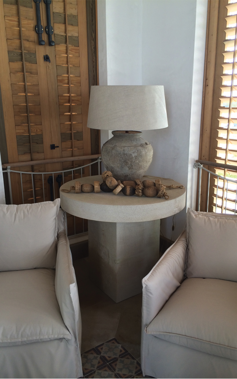 Heavy Sandblasted Indiana Limestone End Table