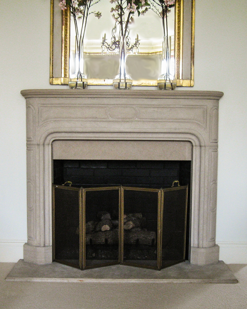 Indiana Limestone Fireplace Mantle with Mirror 