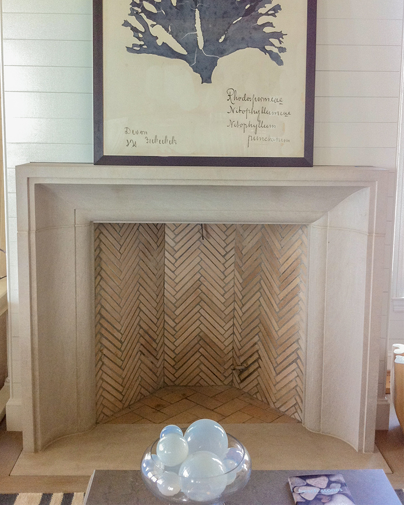 Limestone Fireplace Surround In A Beach Home