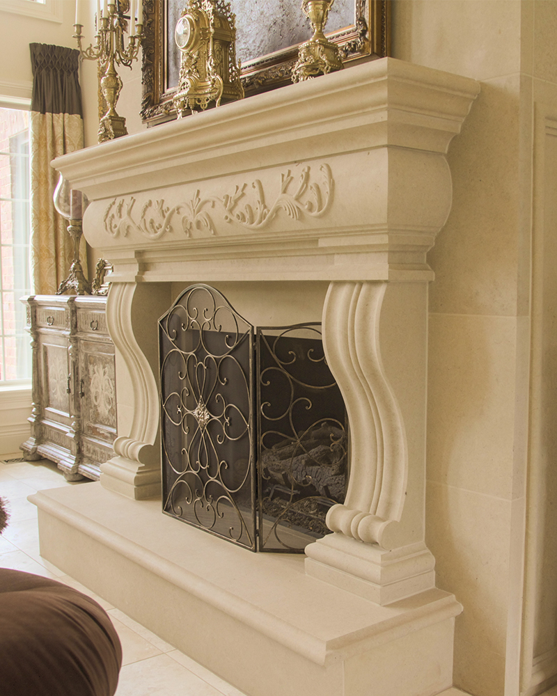 Moscato Creme Limestone Fireplace Surround 