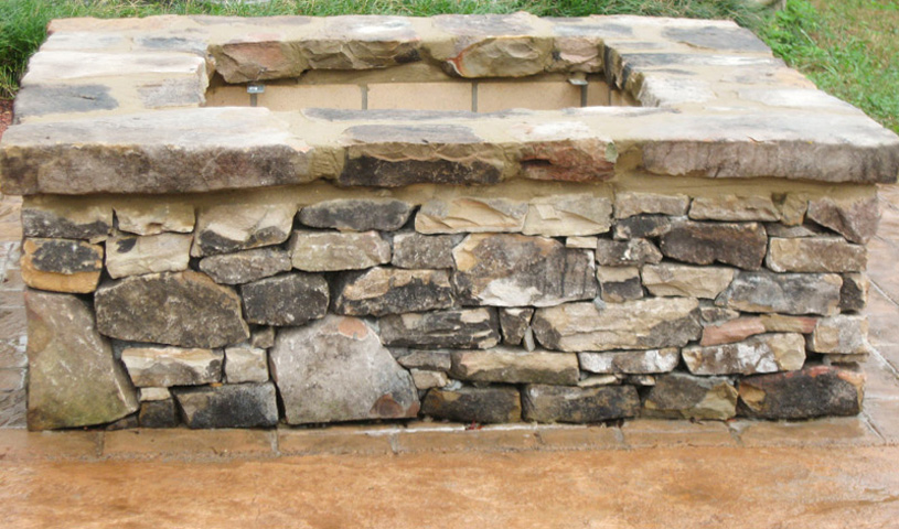 3in Moss Rock Cap (Fieldstone) on Square Fire Pit