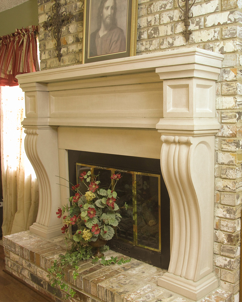 Custom Carbed Indiana Limestone Fireplace Mantel