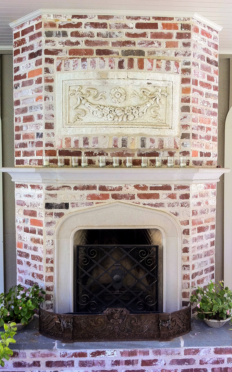 Outdoor Fireplace Surround with Brick