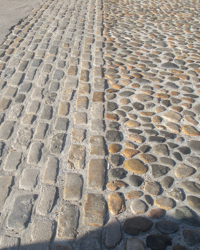  River Cobblestones and 4" x 8" Reclaimed Cobblestones