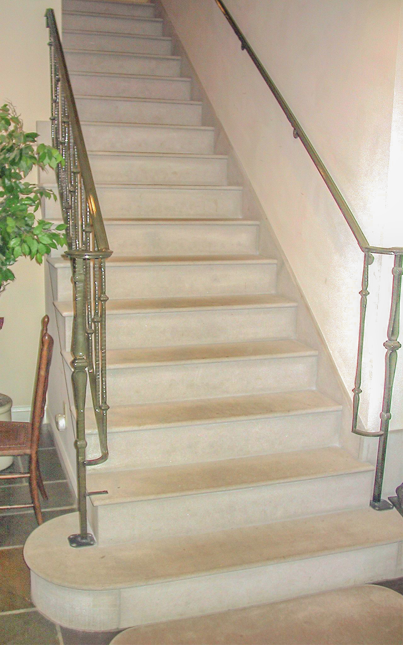 Bullnosed Indiana Limestone Interior Step Treads and Risers