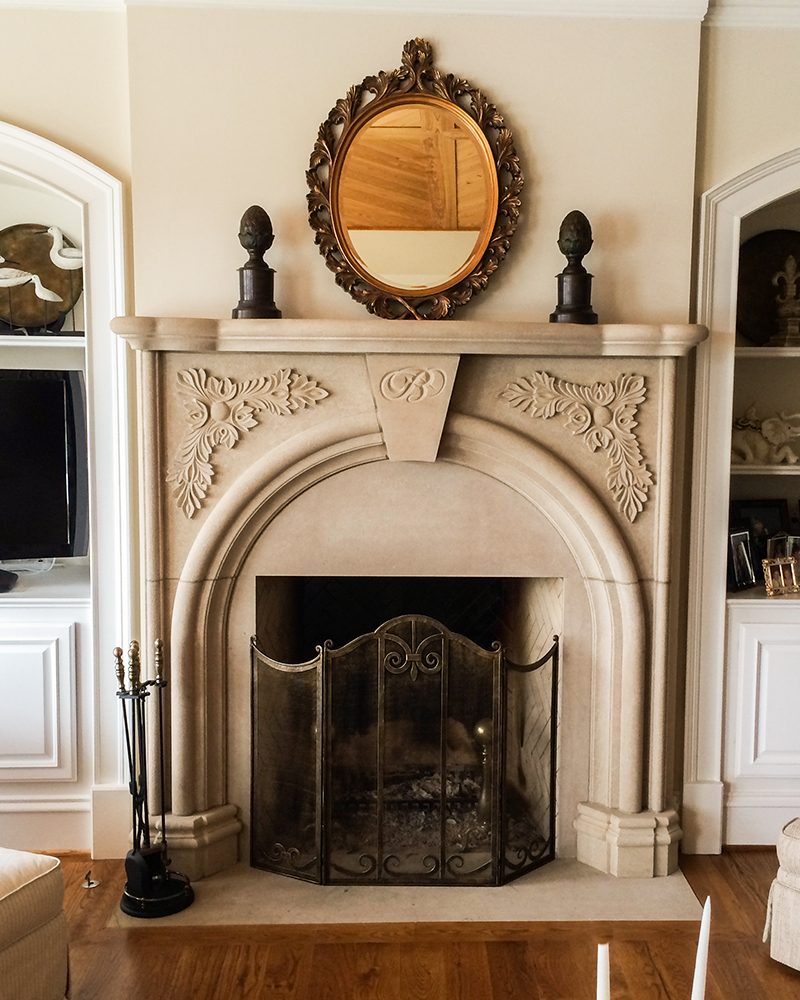 Acid Washed Indiana Limestone Fireplace