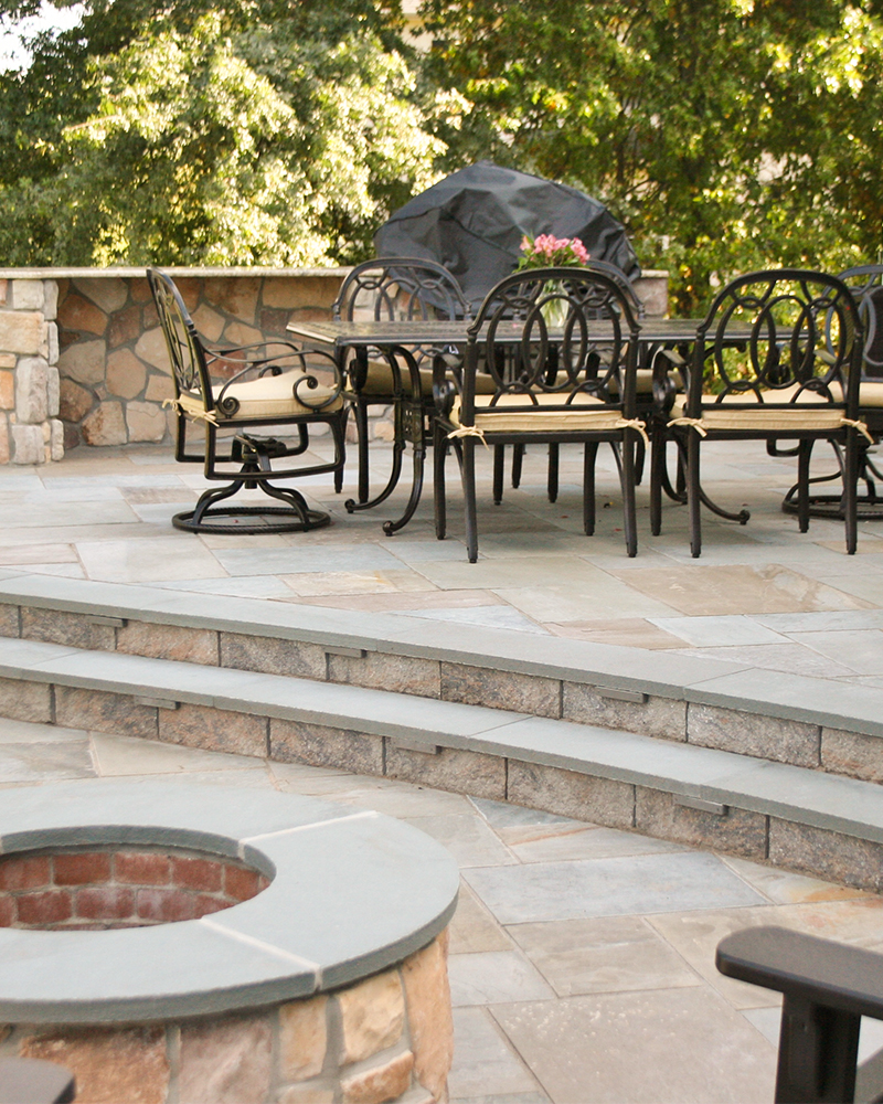Blue Blue Thermal (Flamed) Finished Pennsylvania Bluestone Step Treads and Firepit Coping