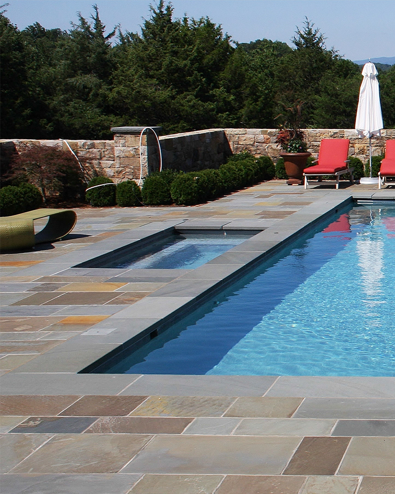 Full Color Range Natural Cleft Pennsylvania Bluestone Pool Deck with Thermal Finish Pennsylvania Bluestone Pool Coping